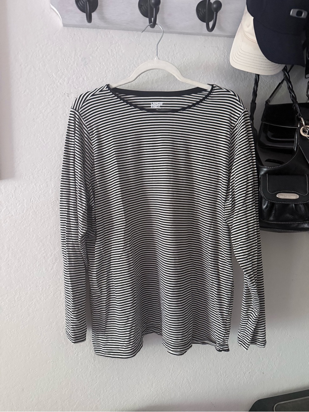 Lands' End Black & White Striped Long-Sleeve Tee